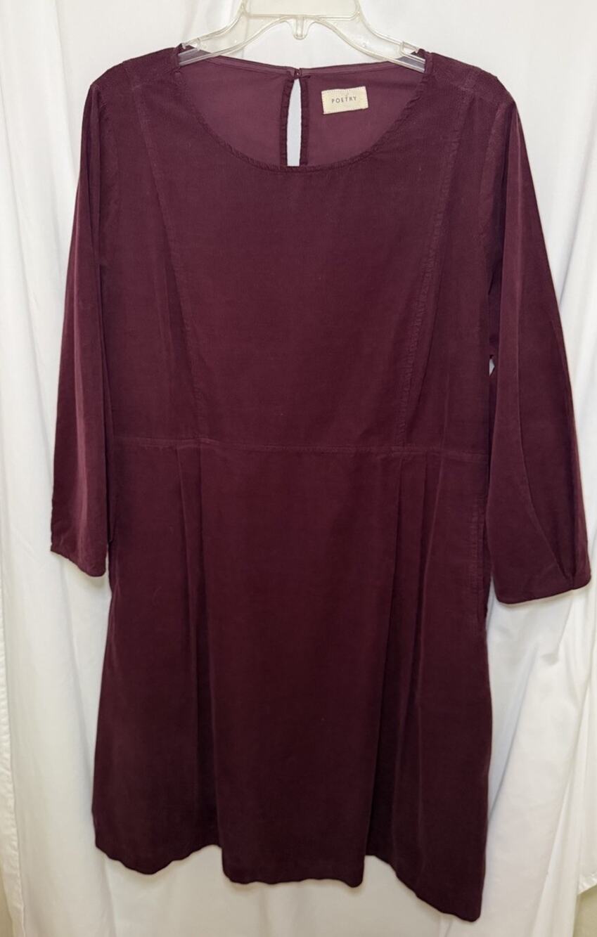 Poetry Womens Corduroy Burgundy Dress-Size 12 US Fall Photo Ready!